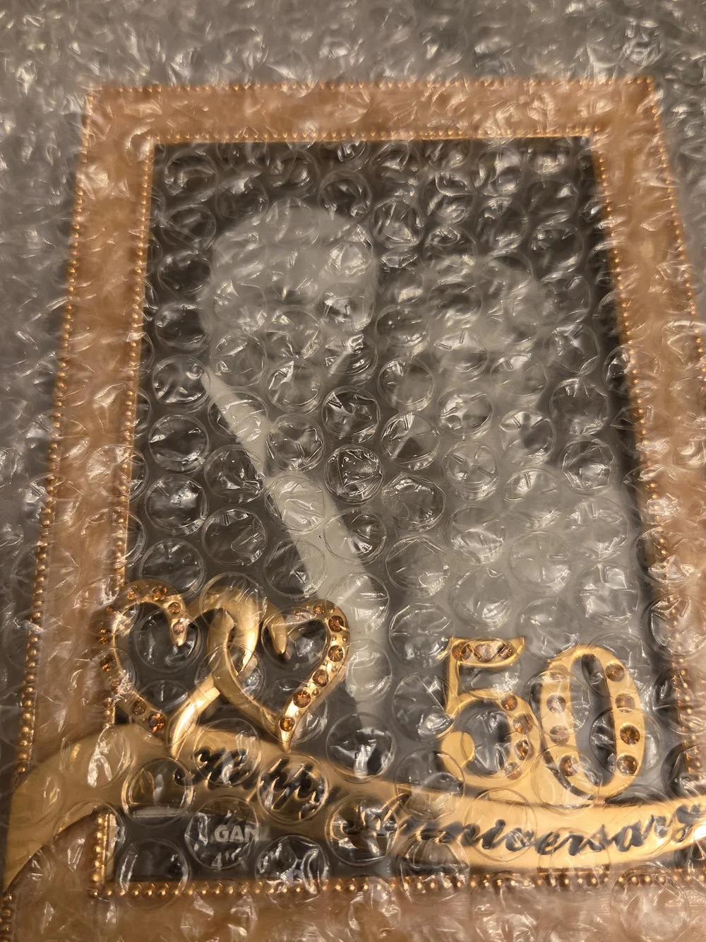 Things Remembered 50th Wedding Anniversary 4x6 Picture Frame NIB Gold Hearts